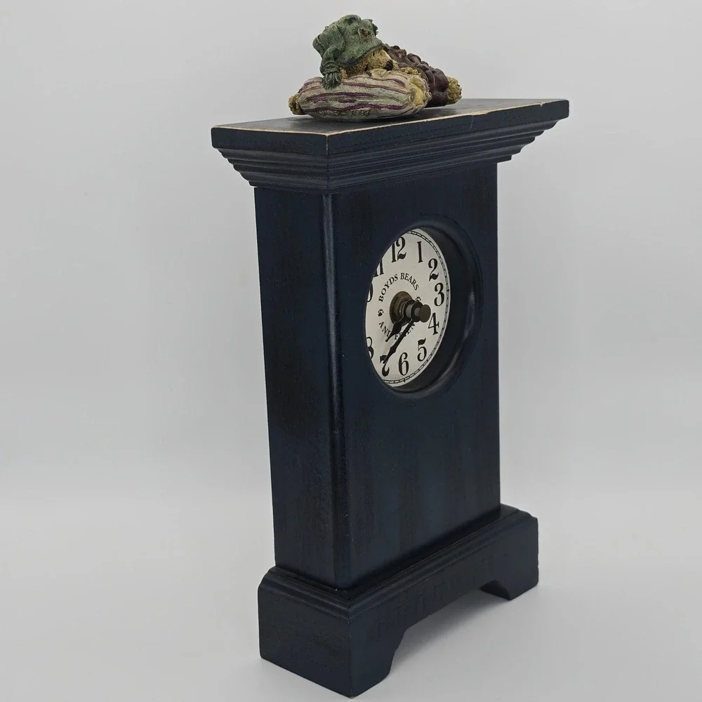 Boyds Bears 1997 Balley OnTime Clock Teal Mantel Shelf Decor Vintage‎